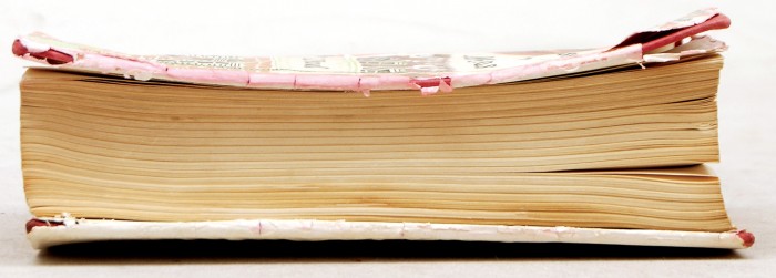 Fore-edge of the water damaged copy of A House for Mr. Biswas