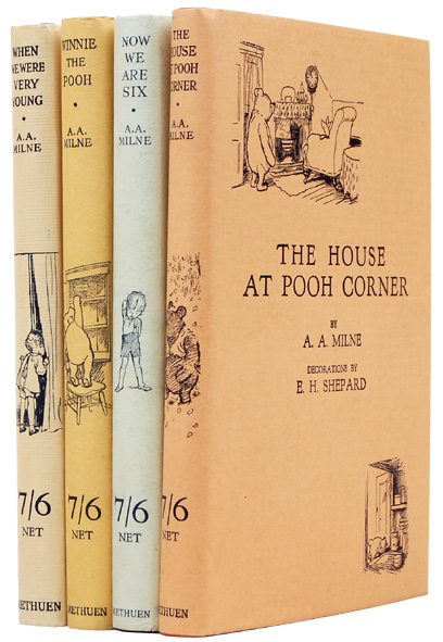 Fine first edition copies of all four Pooh books.