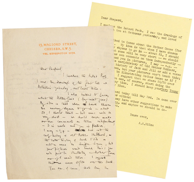 original letter from A. A. Milne to E. H. Shepard