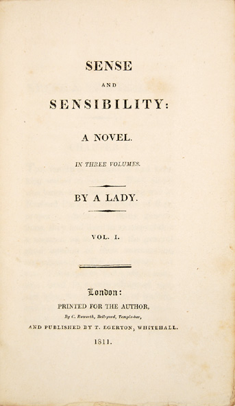 Title page of the first edition of Sense & Sensibility