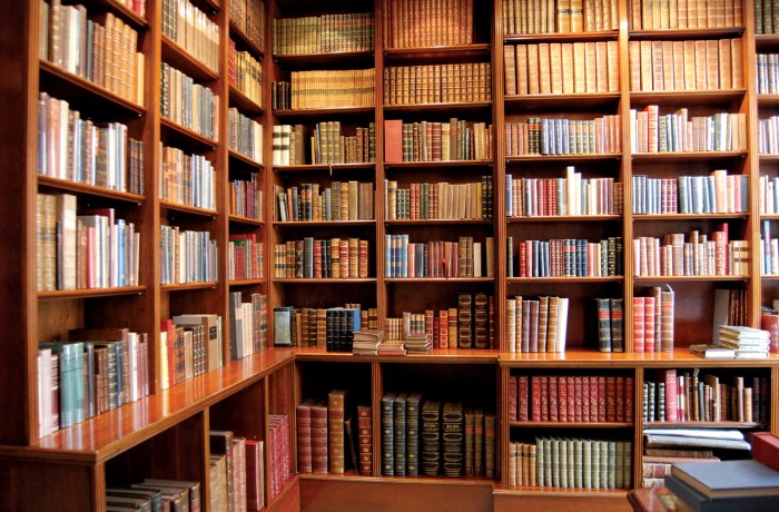 Rare books collection shelves.