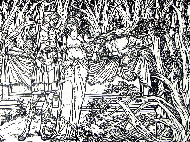 illustration of The Knight’s Tale by Edward Burne-Jones from the Kelmscott Chaucer, 1896.