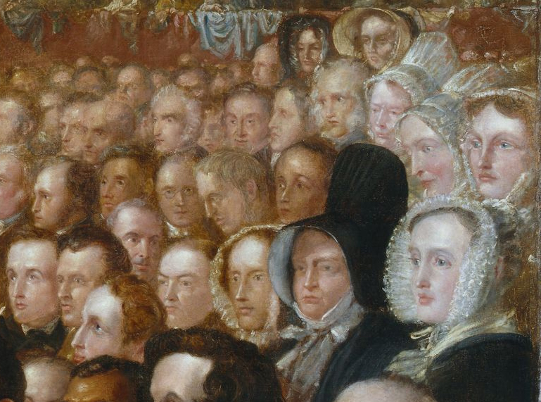 Detail from The Anti-Slavery Society Convention, 1840 by Benjamin Robert Haydon. Several women campaigners were depicted in Haydon’s famous painting, including Anne Knight (bottom right)