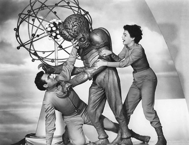 Rex Reason and Faith Domergue in a PR Still for the 1955 film of This Island Earth