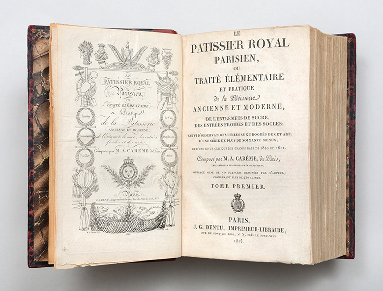 The title page of Le Patissier Royal Parisien Rare Book. One of the rare cook books from Peter Harrington. 