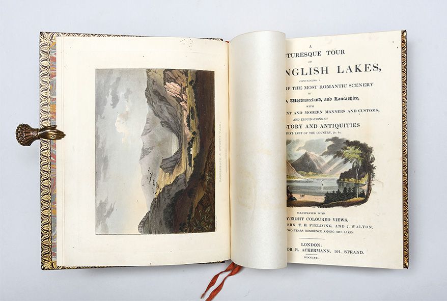 1st edition book of A Picturesque Tour of the English Lakes, rare book. Showing illustrated plates of lakes in the English countryside. 