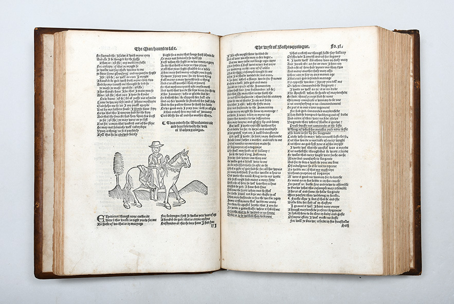 Two pages from the 1532 first complete collected edition of Chaucer. 