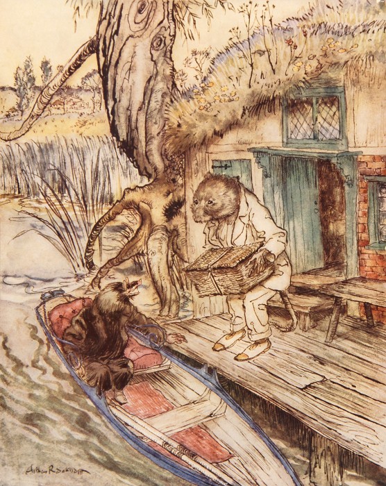 Arthur Rackham’s final drawing, for The Wind in the Willows.